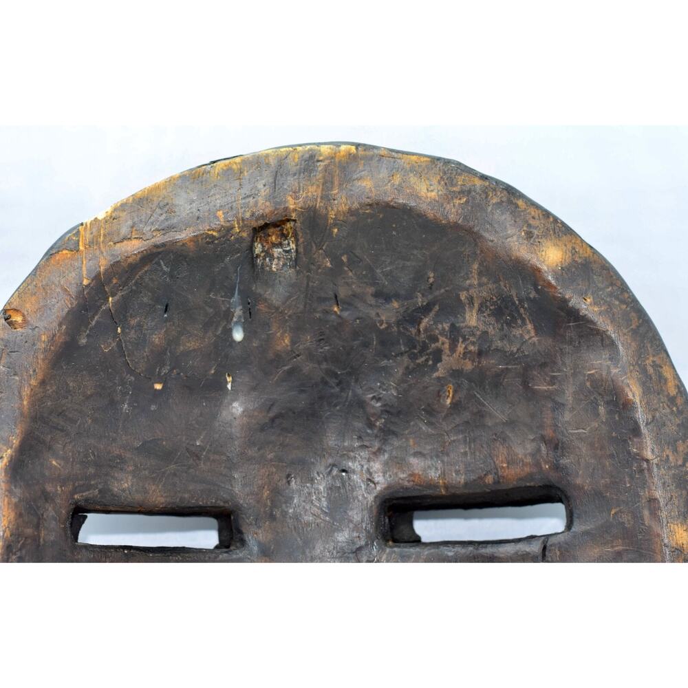 African Baluba Wood Brass Beaded Mask Luba Handmade Ceremonial Bantu Art - Picture 8 of 13